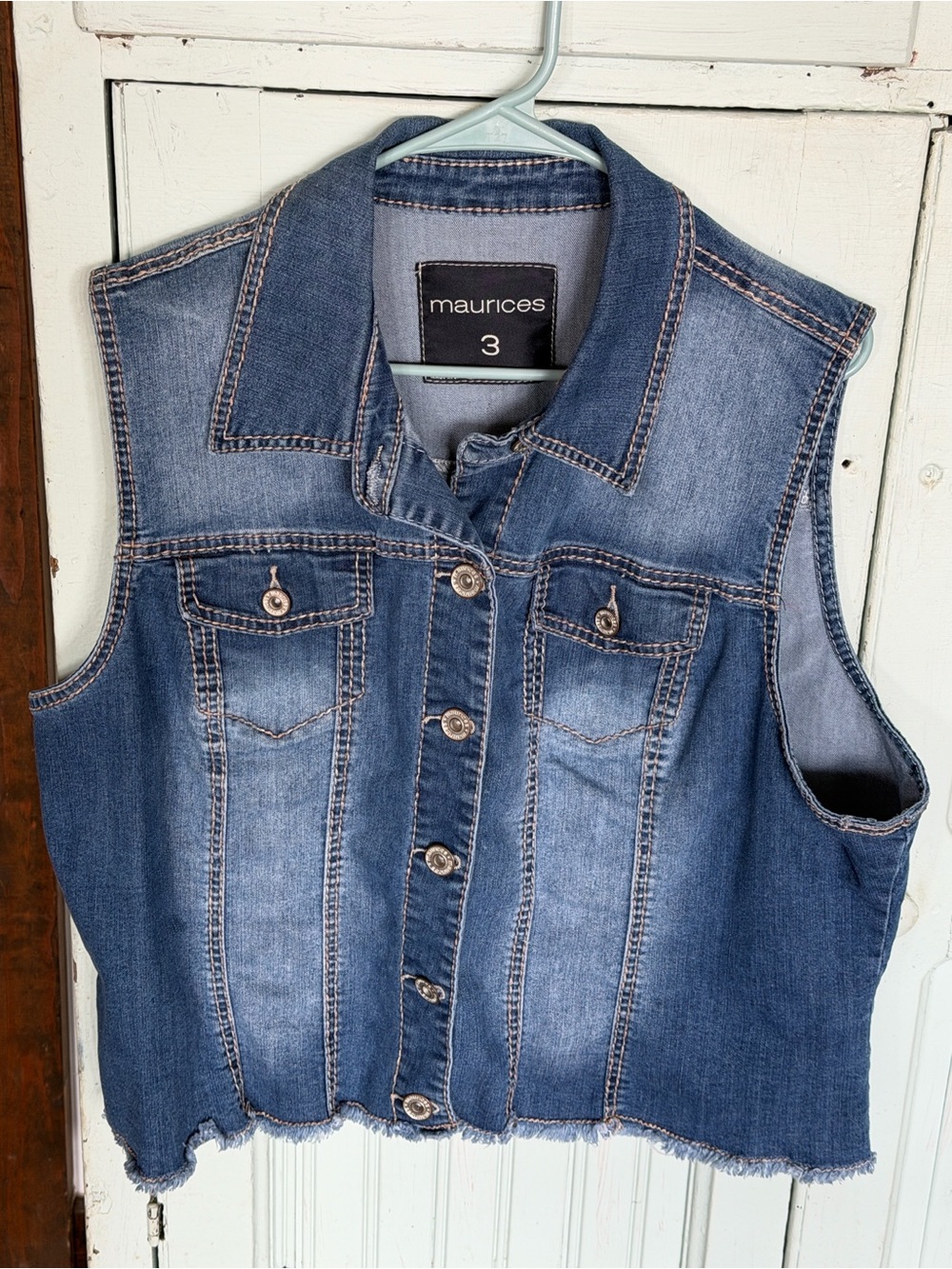 Maurices Blue Denim Crop Sleeveless Jacket Vest
